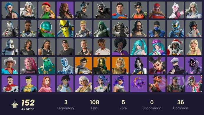 PC/PSN/Xbox/Nintendo 152 skins | Arcane Jinx | Zeus | Ascendant Midas | Hades | Poseidon | Apprentice Evie | Captain Phasma | Doom | Shuri | Was
