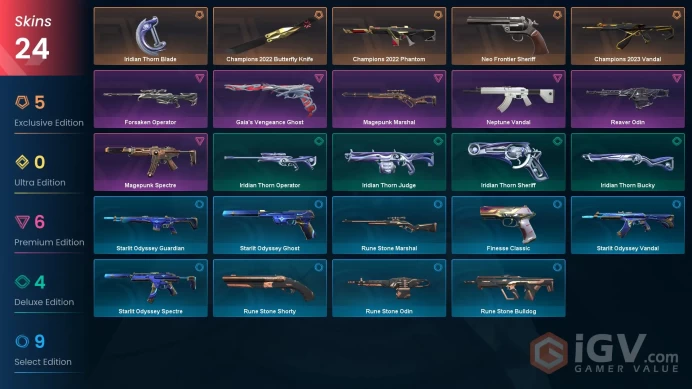 EU | 24 Skins |  Ascendant | Buddies 101 | Champions 2022 Bundle | Champions 2023 Vandal | 1 Battlepasses Purchas | Full Access | Full Details 