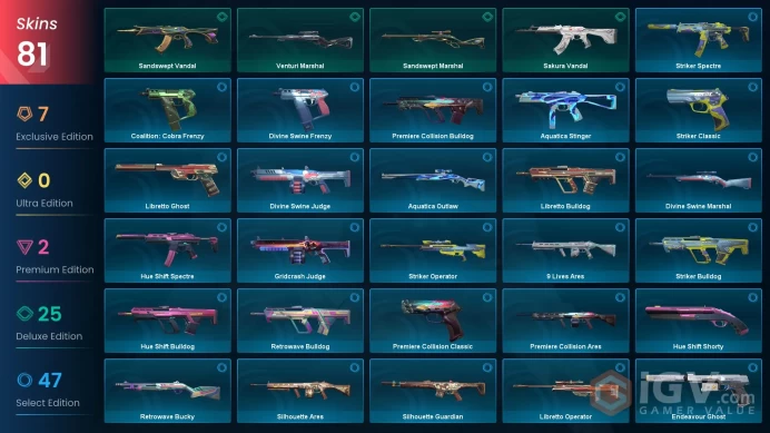 EU | 81 Skins | Platinum | Level 129 | Buddies 149 | Reaver Knife | BlastX Spectre 6 Battlepasses Purchase |Instant Delivery | Full Details Belo