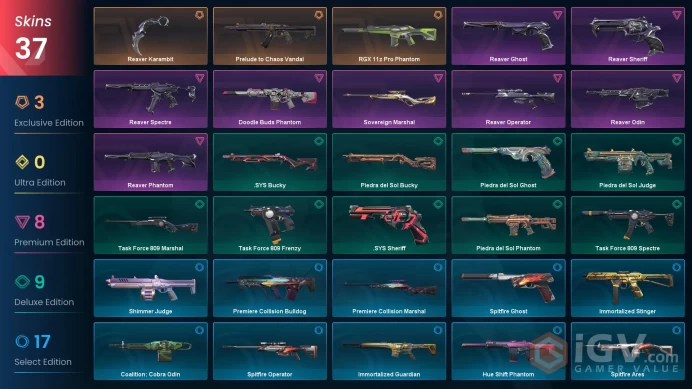EU | 24 Skins | Level 37 | Ascendant | Buddies 101 | Reaver Bundle | RGX 11z Pro Phantom  | 3 Battlepasses Purchas  | Full Access | Full Details