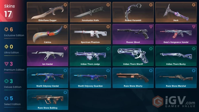 EU | 17 Skins | 5 Knives | Level 32 | Elderflame Dagger | Reaver Karambit| Spectrum Phantom | 1 Battlepasses Purchase |Instant Delivery | Full D
