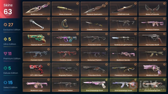 EU | 63 Skins | Champions 2024 Bundle | Evori Dreamwings Bundle | Mystbloom Bundle | Primordium Bundle | Ready For Competitive | Level 41 |