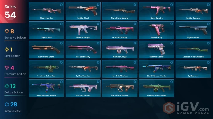 EU| 54 Skins | 5 Knives | Level 89| Reaver Karambit |Elderflame Vandal| Yoru's Stylish Butterfly Comb | 2 Battlepasses Purchase | Full Details B