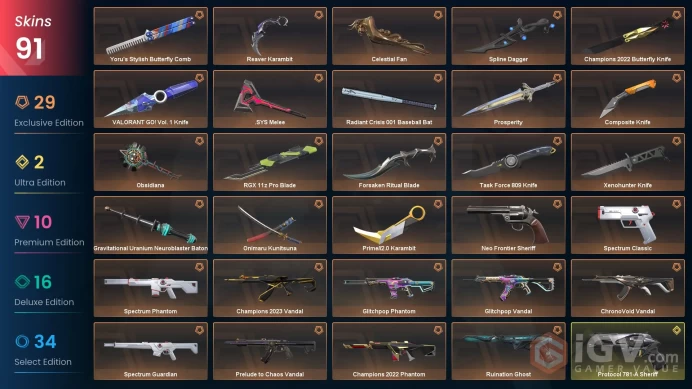 EU | 91 Skin | Level 138 | VALORANT GO! Vol.1 Knife | Champions 2022 Bundle | Yoru's Stylish Butterfly Comb | 4 Battlepasses |