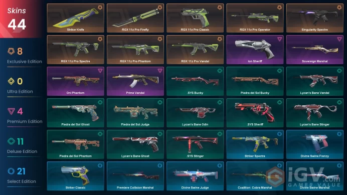 EU | 44 Skins | Gold | Level 61 | RGX 11z Pro Vandal| RGX 11z Pro Bundle | Singularity Spectre | 3 Battlepasses Purchase |Instant Delivery | Ful