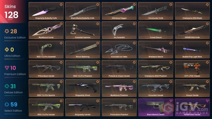 EU | 128 Skin | Level 105 | Kuronami no Yaiba | Champions 2024 Bundle | VCT x FNC Classic | 8 Battlepasses Purchase |