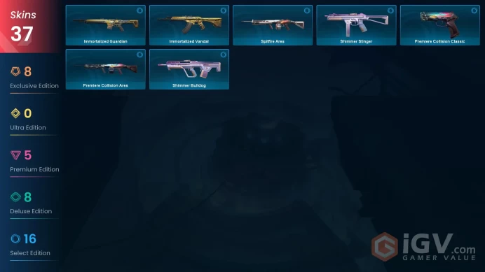 EU| 37 Skins | 5 Knives | Level 63| Glitchpop Dagger |Prime Axe| ChronoVoid Sheriff | Glitchpop Classic |2 Battlepasses Purchase | Full Details 