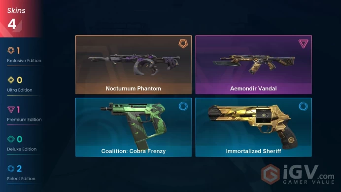 NA | 2 Skins | Gold | 280 RP | Immortalized Sheriff | Coalition: Cobra Frenzy | Level 69 | 11 Agents | Full Access | Instant Delivery