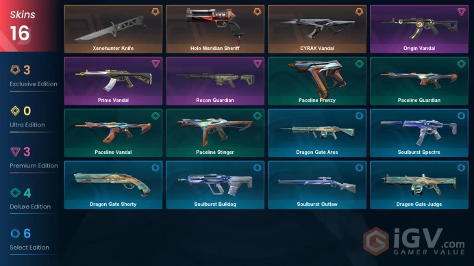 NA | 2 Skins | Silver 2 | Level 26 | Value VP 3550 | Recon Guardian | Prime Vandal | Buddies 13 | Agent 3 | Card 11 | Full Access | Full Details