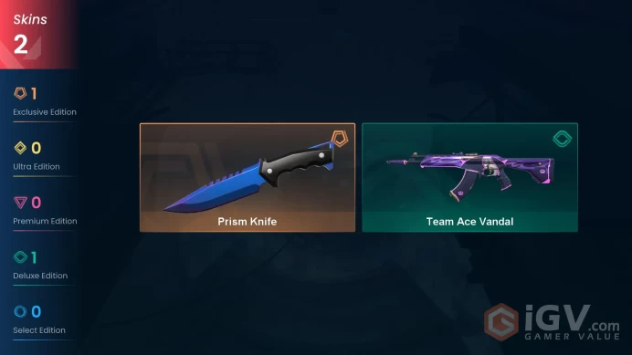 NA | 2 Skins | Platinum | Prism Knife | Team Ace Vandal | Agent 3 | Buddies 15 | Level 29 | Full Access | Instant Delivery | Full Details Below!