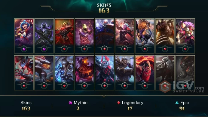 LAS UNK- RANKED READY- 163 PERFECT SKIN - 672 LEVEL - TOP MAIN- 155 CHAMPS- FULL ACCES- INSTANT DELIVERY- SAFE