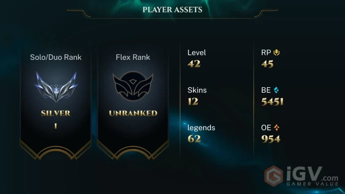 [EUW] S2026 - Silver 1 - 62 Winrate - 5Win - 3Lose - +30/-10 LP Gain - 5451 Be - Honor 4 - Instant Delivery