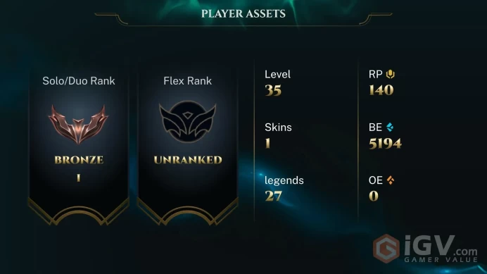 [EUW] S2026 - Split 2 - Bronze 1 -41LP- 20W-23L- +30/-10 LP Gain - 5K Be - 140RP - Honor 4 - Instant Delivery