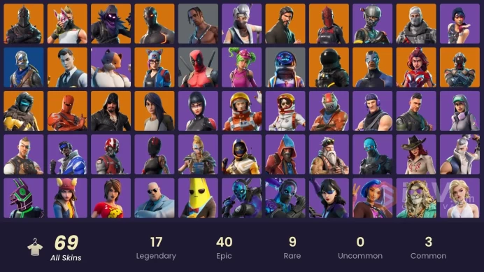 FA | 64 skins | Black Knight | Travis Scott | Floss | Sparkle Specialist | The Reaper | Blue Squire | Royale Knight | Take The L