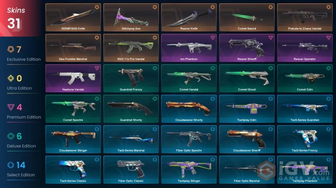 [NA]31 SKINS |4KNIVES | RGX 11z Pro Vandal Neo Frontier Marshal Comet Sword Glitchpop Axe Reaver Knife XEROFANG Knife