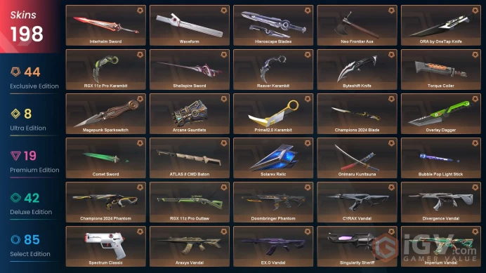 [NA] 198 SKINS | 20 KNIVES |Prelude to Chaos Shorty Spectrum Classic VCT x M8 Classic Reaver Ghost Sovereign Ghost ChronoVo