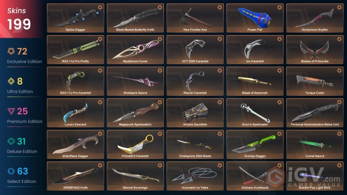 [NA] 199SKINS |30KNIVES | Shellspire Sword Spline Dagger Torque Coiler VCT 2025 Karambit XEROFANG Knife