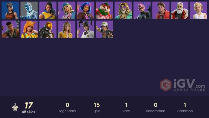 | PC/XBOX | 17 SKINS | Glacial Dummy | Cheeks | Marty McFly | Miles Cross | Kingston | Malibu | Carina | Void Walker Lynx | 0 VBUCKS | FiFoA |