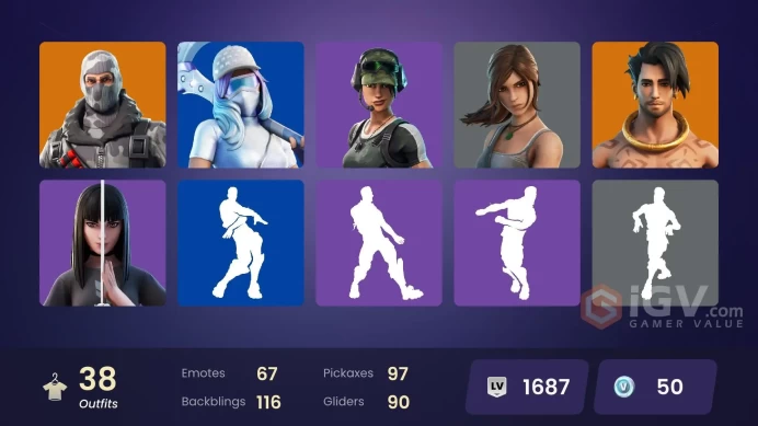 | PC/PSN | 38 SKINS | Havoc | Raz | Apprentice Evie | Charlotte | Killswitch | Outlaw Midas | Haylee Skye | Cassidy Quinn | 50 VBUCKS | FiMdS |