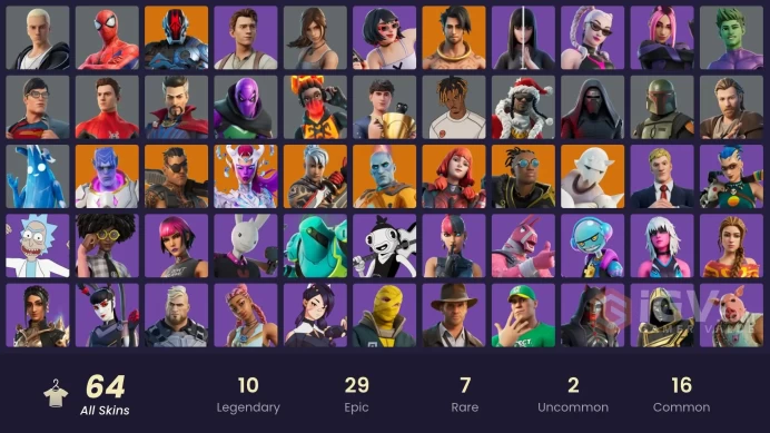 | PC/XBOX | 64 SKINS | Raz | The Cube Queen | Joey | Ronin | Kymera | The Foundation | Snap | Malik | The Imagined | Evie | 800 VBUCKS | FiVqU |