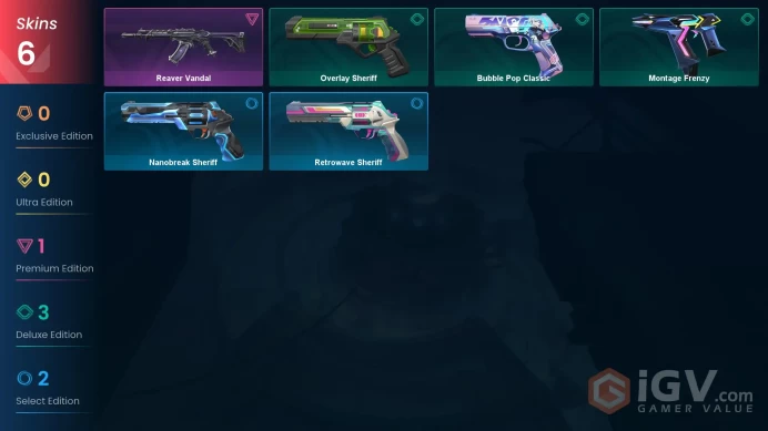 | AP | 6 SKINS | VALUE: 1775 VP | Reaver Vandal | Montage Frenzy | RANKED READY | 170 LEVEL | INSTANT DELIVERY | FULL ACCESS | Fgj0o |