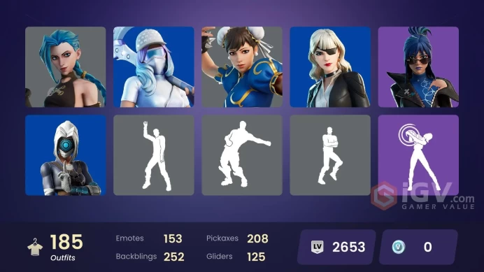 PC/PSN/Xbox/Nintendo 185 skins | Arcane Jinx | Fashion Banshee | Shady Doggo | Firebrand | Valeria | Inferno | Peter Griffin | Apprentice Evie |