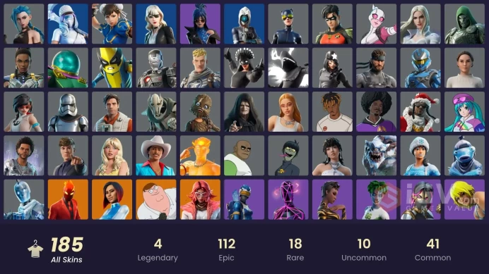 PC/PSN/Xbox/Nintendo 185 skins | Arcane Jinx | Fashion Banshee | Shady Doggo | Firebrand | Valeria | Inferno | Peter Griffin | Apprentice Evie |