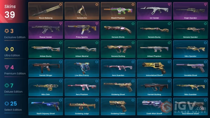 39 Skins // EU-TR // Reaver Vandal + Ion Vandal + Blastx Phantom + Prime Spectre + Origin Operator + Recon Balisong + 2 Knife // FULL Access