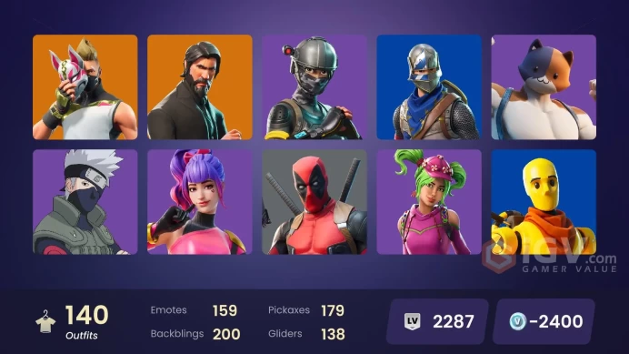 [PC/XBOX] 140 skins | The Reaper | Blue Squire | Royale Knight | Elite Agent | Naruto Uzumaki | Gear Specialist Maya | Zeus | -2400 VB