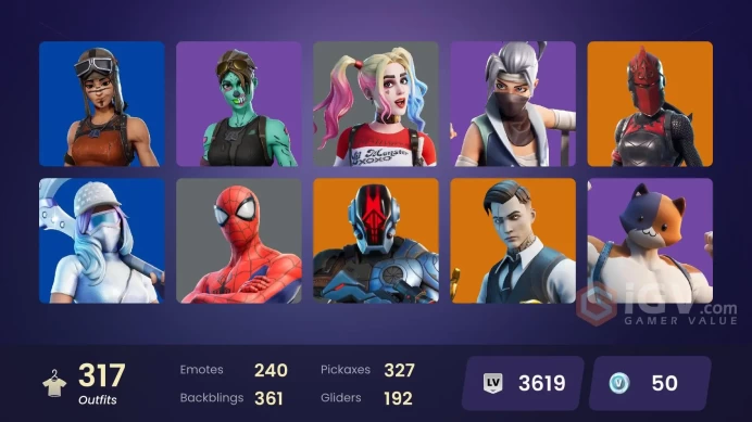 [PC/PSN/XBOX/NIN] 317 skins | Dark Skully | Rogue Spider Knight | Master Chief (Matte Black) | Gold Midas | Snake Eyes | Wild Card | 50 VB