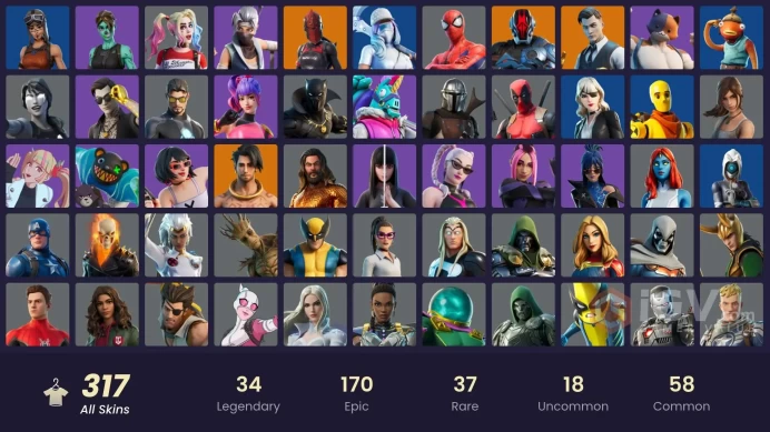 [PC/PSN/XBOX/NIN] 317 skins | Dark Skully | Rogue Spider Knight | Master Chief (Matte Black) | Gold Midas | Snake Eyes | Wild Card | 50 VB