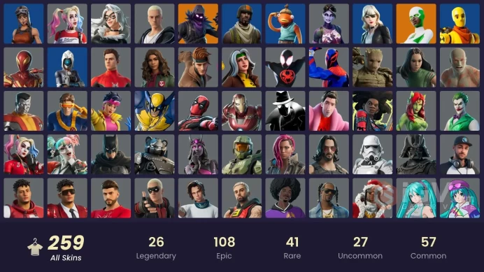 [ALL PLATFORMS]-260 Skin (197 Paid)-400K V-BUCKS SPEND-Vertex-Oppressor-Backlash-Ascendant Midas-Ryūji-FULL ACCESS -BEST SELLER-