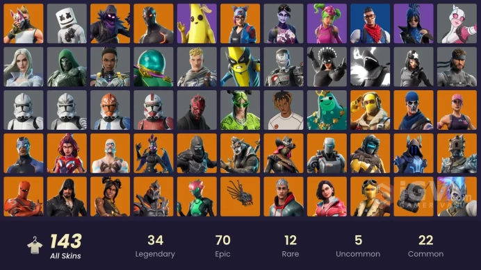 Full Access [PSN/XBOX/PC] IKONIK - 143 Skins - Orange Justice - Warpaint - Star Wars Set - AP1893