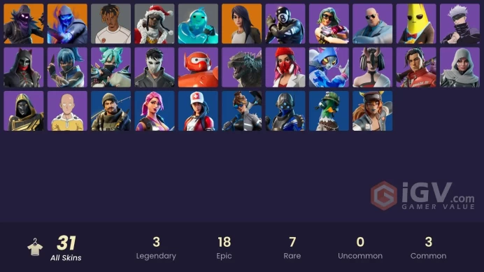 | PC/PSN/XBOX | 31 SKINS | Gear Specialist Maya | Fusion | Raven | Santa Dogg | Jade | Brutus | Yulejacket | Felina | 200 VBUCKS | FiNcg |