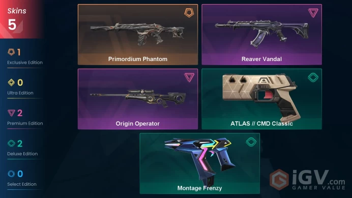 EU | VP 1 | LVL 47 | Primordium Phantom | Reaver Vandal | Origin Operator | Montage Frenzy | ATLAS // CMD Classic | V0381
