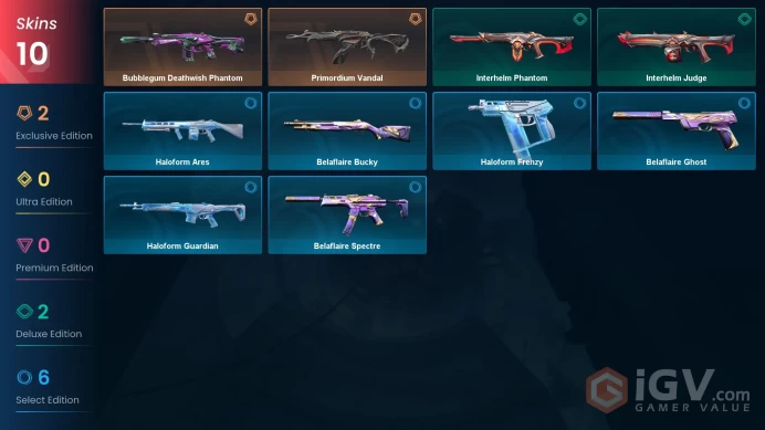 EU | VP 0 | LVL 41 | Primordium Vandal | Bubblegum Deathwish Phantom | Interhelm Phantom | Interhelm Judge | Haloform Ares | Belaflaire | V0739