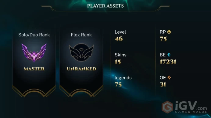 EUW - MASTER(228LP) %57WR - NEW GRANDMASTER 400LP DECAY! - 75 Champ - 15 Skins - 17.2K BE - HANDMADE - 46 LEVEL - FULL ACCES - CHEAP