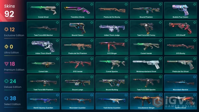 EU-Turkey 92 Skins  > Kuronami Vandal Champions 2022 Bundle Reaver Karambit Power Fist Ion Phantom Aemondir Vandal Neptune Vandal 999999