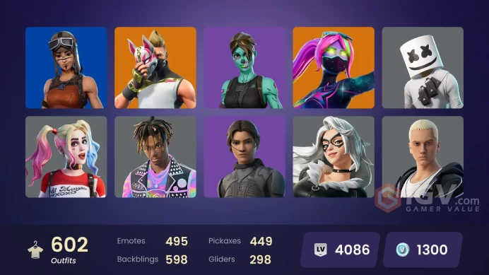 [PC/PSN/XBOX] 602 skins | Renegade Raider | Laugh It Up | OG Paradigma | WORLD CUP | Leviathan Axe | Chun-Li| Reflex | Fresh | 1300 VB