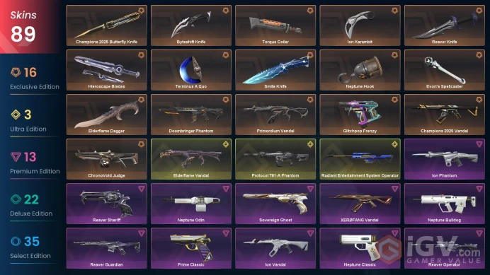 NA/USA 80175 VP Spent Champions 2025 Bundle Champions 2025 Vandal Evori's Spellcaster Primordium Vandal Reaver Vandal Neptune Phantom Prime Clas
