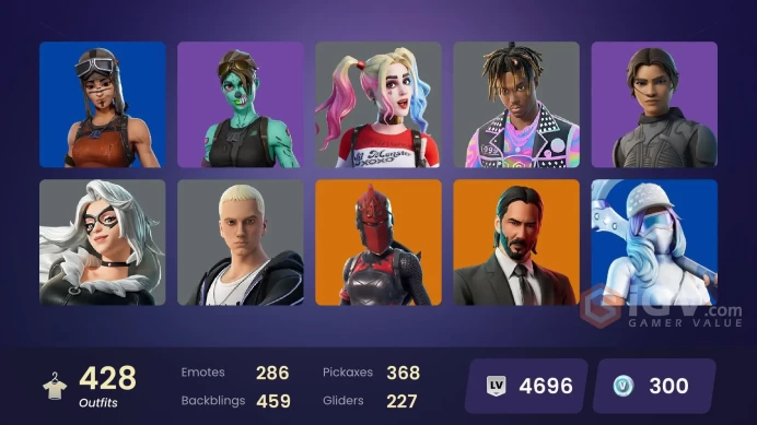 [PC/PSN/XBOX] 428 skins | Deluxe STW | Leviathan Axe | Candy Axe | Laugh It Up | Harley Quinn | Lara Croft | Bhangra Boogie | Reaper Axe| 300 VB