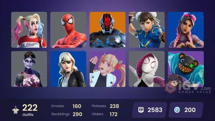(PC PSN XBOX) 222 skins | Shady Doggo | Fashion Banshee | Keri Commander | Championship Aura | Twyn | Ronin | Midas Rex | Peter Griffin | The Fo