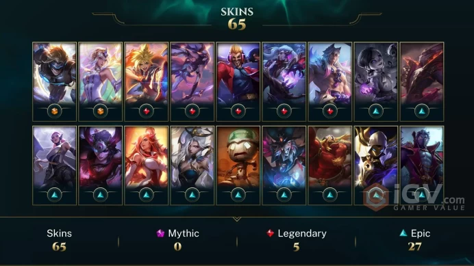 【LAN 】Level 237    122 Champ/ 65 Skins   Full Access  High Quality Account  Instant Delivery️
