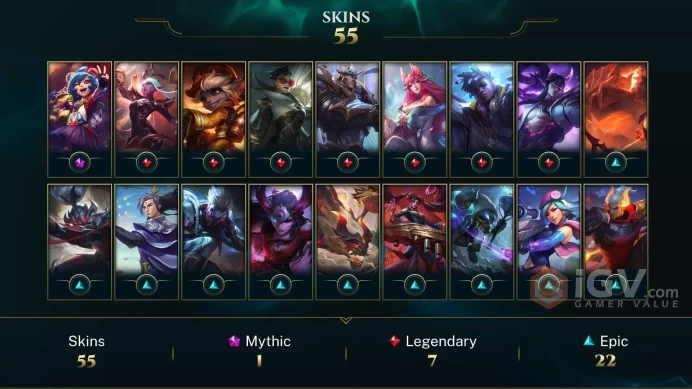 【LAN 】Level 140   75  Champ/ 55 Skins   Full Access  High Quality Account  Instant Delivery️