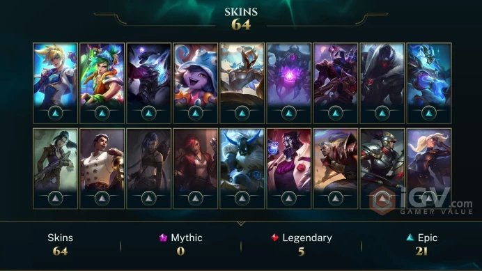 【LAN 】Level 222    150 Champ/ 64 Skins   Full Access  High Quality Account  Instant Delivery️