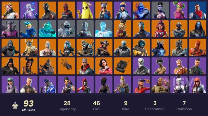 93 skins | Galaxy | Tidy | Omega | Neo Versa | Blue Striker | Carbon Commando | Trilogy | Prodigy | The Prisoner | Valor | Sentinel | Red Knight