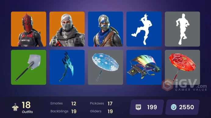 18 skins | Take The L | Blue Squire | Havoc | Snowflake | Blue Team Leader | Rogue Agent | Sub Commander | Sultura | Love Ranger | Galaxy Scout