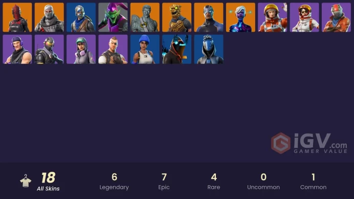 18 skins | Take The L | Blue Squire | Havoc | Snowflake | Blue Team Leader | Rogue Agent | Sub Commander | Sultura | Love Ranger | Galaxy Scout