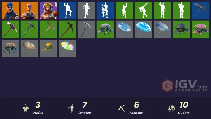 3 skins | Ride The Pony | Mako | Snowflake | Mission Specialist | Rust Bucket | Pursuit | Skirmish | Uplink | Clawz Retro | Basic Basher