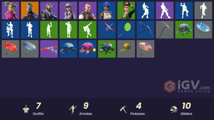 7 skins | Ride The Pony | Mako | Snowflake | Blue Team Leader | Rogue Agent | Carbide | Zoey | Battlehawk | Teknique | Sgt. Green Clover